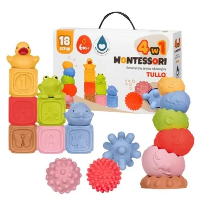 Klocki sens.Montessori piramida pi�ecz..18el 76136