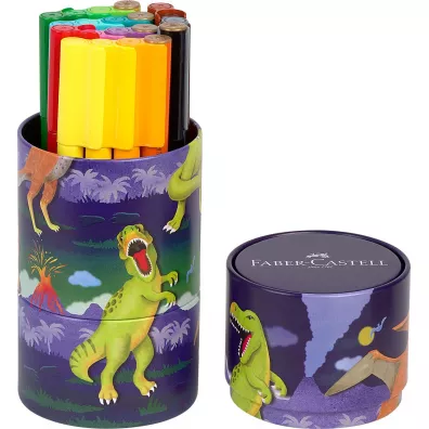 Faber-Castell Pisaki connector 20 szt. dinozaurmetalowe opakowanie upominkowe