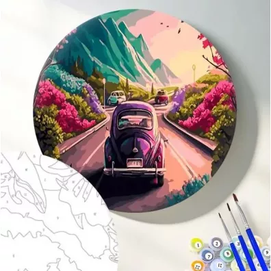 Twoje Hobby Malowanie po numerach okrągłe - Volkswagen 40cm Twoje Hobby Malowanie po numerach okrągłe - Volkswagen 40cm