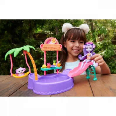 Enchantimals.Tropikalny basen + Lalka ma�pka HTW73 Mattel