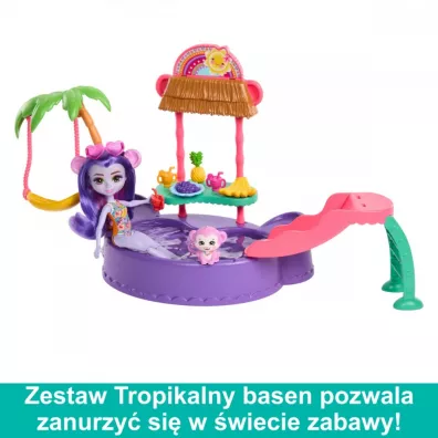 Enchantimals.Tropikalny basen + Lalka ma�pka HTW73 Mattel