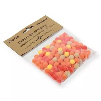 Penword Dekoracje pompony mix pomara�czowy 1cm