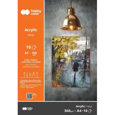 Blok do akrylu Art. A4 360g. 10ark. Happy Color