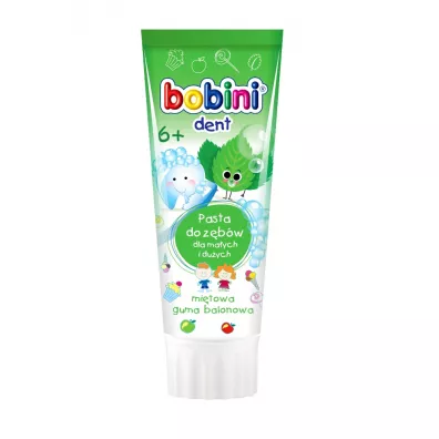 Bobini Dent pasta do z�b�w dla ma�ych i du�ych powy�ej 6-go roku �ycia Mi�towa guma balonowa 75 ml