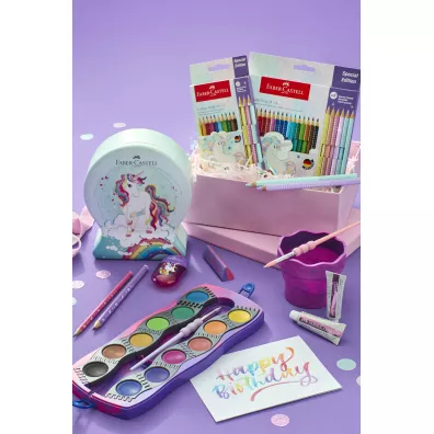 Faber-Castell Kredki jumbo grip edycja jednoroec8 kol. standardowych + 2  kol. pastelowe + naklejki