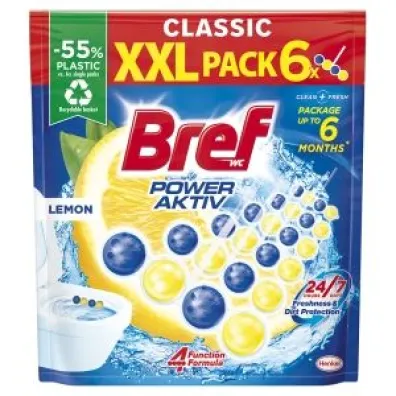 Bref WC Power Aktiv XXL Lemon Zawieszka myj�co-zapachowa do muszli WC 6 szt.