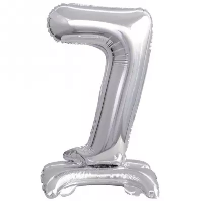 Amscan Balon foliowy mini cyfra 7 na stojaku srebrna