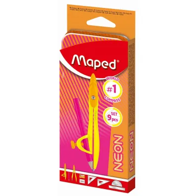 Maped Zestaw geometryczny z cyrklem Study Neon 9el