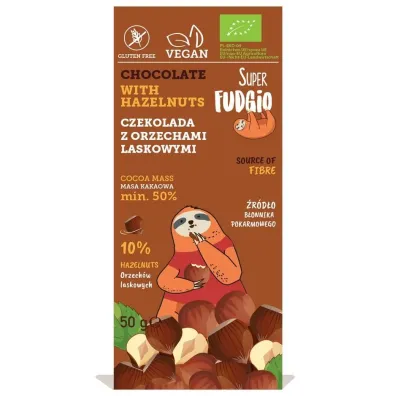 Super Fudgio Czekolada z orzechami laskowymi 50 g Bio