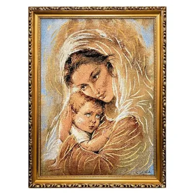 Obraz Haftowany Matka Bo�a z dzieci�tkiem 42x32cm