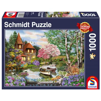 Puzzle 1000 el. Dom nad jeziorem Schmidt