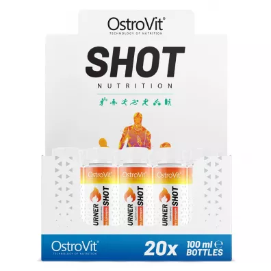 OstroVit Fat Burner Shot bez kofeiny, smak ananasowy Suplement diety 20 x 100 ml