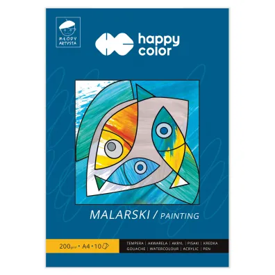 Happy Color Blok malarski Mody Artysta, biay, A4, 200g, 10 arkuszy 200 g 10 kartek