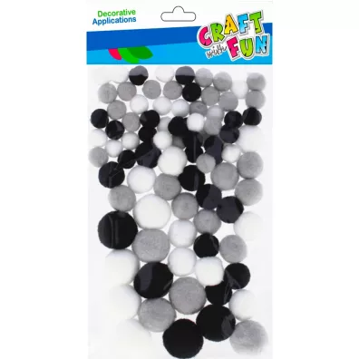Craft with Fun Pompony szare 90 szt.