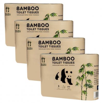 ZUZii Bambusowy papier toaletowy 3-warstwowy zestaw 4 x 6 szt.