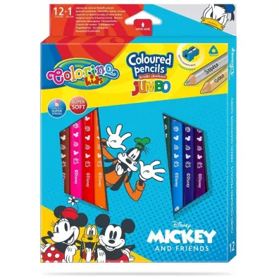 Patio Kredki owkowe trjktne jumbo Colorino Kids + temperwka Mickey 12 szt.