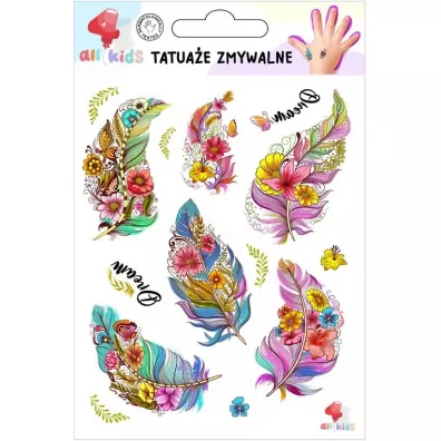 Tatua�e zmywalne dla dzieci Pi�ra i kwiaty All4Kids
