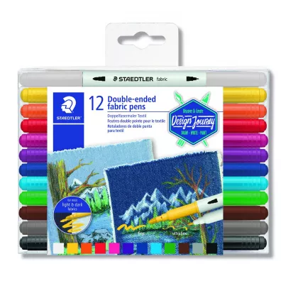 Staedtler Flamastry dwustronne do tkanin Design Journey, 12 kolor�w 12 szt.