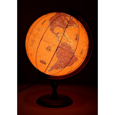 Globus aglowce podwietlany drewniana stopka