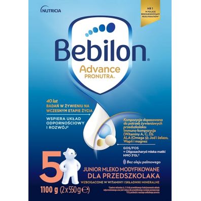 Bebilon 5 Pronutra-Advance Mleko modyfikowane dla przedszkolaka + Alerlac Bezglutenowa kaszka zboowa po 4 miesicu Zestaw 4 x 1100 g + 400 g