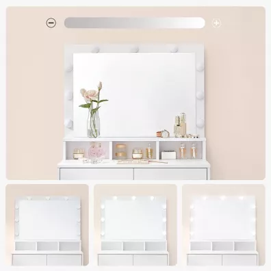 Songmics Toaletka z lustrem i arwkami LED 80 cm