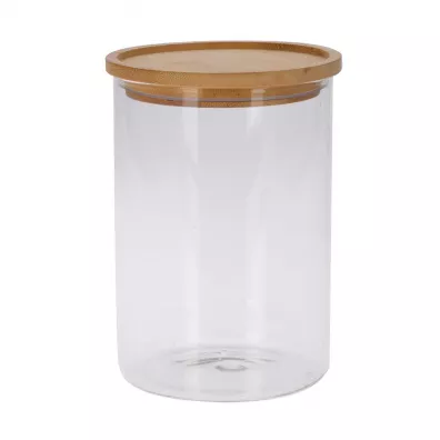 Excellent Houseware Soik szklany z pokryw bambus 1.7 l