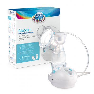 Canpol Babies Laktator elektryczny EasyStart + Pojemniki do przechowywania pokarmu 4 szt. (180 ml) Zestaw
