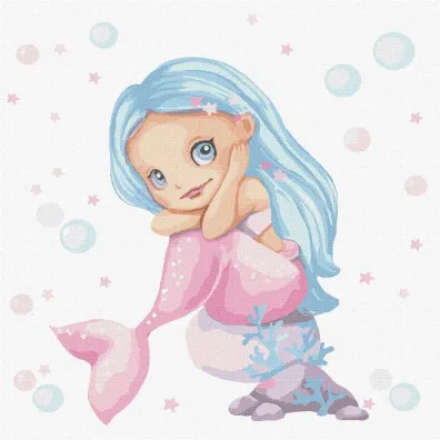 Malowanie po numerach - Niebieska syrenka 30x30cm Ideyka