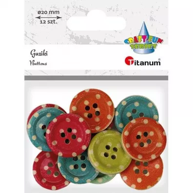 Guziki drewniane w groszki o �rednicy 20 mm TITANUM CRAFT-FUN SERIES