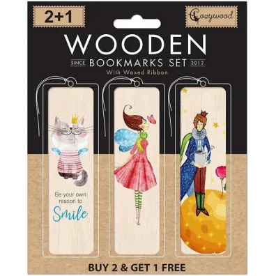 Cozywood Zak�adki drewniane do ksi��ki 2+1 Bohaterowie 3 szt.