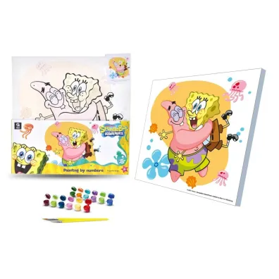 Qbee Malowanie po numerach 30x30cm SpongeBob