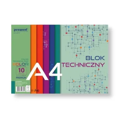 Penword Blok techniczny kolorowy Premium A4 10 kartek