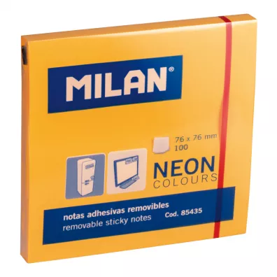 Milan Karteczki samoprzylepne neonowe pomara�czowe 76 x 76 mm 100 szt.