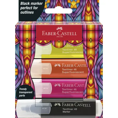 Faber-Castell Zakre�lacz edycja glassy 4 kol. neonowe + czarny opak. kartonowe