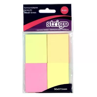 Strigo Karteczki samoprzylepne neonowe 200 kartek