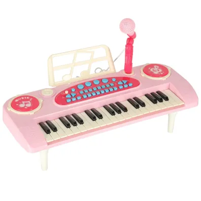 Keyboard dla dzieci pianinko interaktywne organki 37 klawiszy mikrofon statyw r�owy