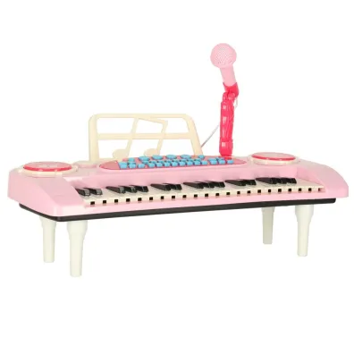 Keyboard dla dzieci pianinko interaktywne organki 37 klawiszy mikrofon statyw r�owy