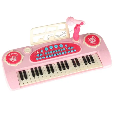 Keyboard dla dzieci pianinko interaktywne organki 37 klawiszy mikrofon statyw r�owy