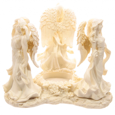 Figurka trzech piknych aniow, podstawka pod wiec i kominek do aromaterapii