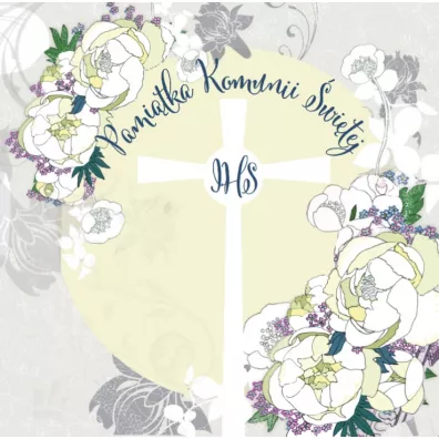 Clear Creations Karnet Swarovski kwadrat Komunia Krzy�