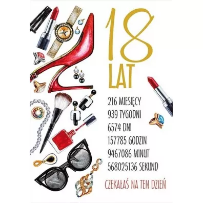 Stamp Karnet Party naklejany B6 + koperta. Wz�r nr 10 Urodziny 18