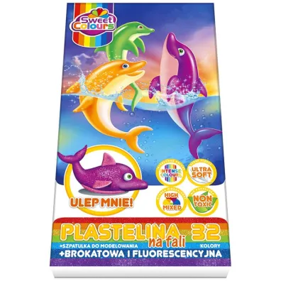Sweet colours Plastelina na fali brokatowa i fluo 32 szt.