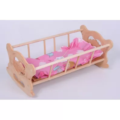 Ko�yska drewniana 54x22x30 z po�ciel� w kwiatki MALIMAS 154507