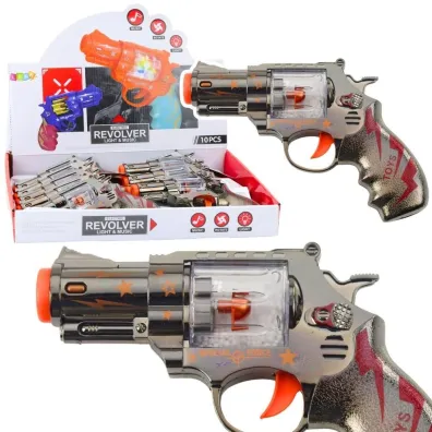 Rewolwer magazynek z kulkami �wiat�em i d�wi�kiem LeanToys