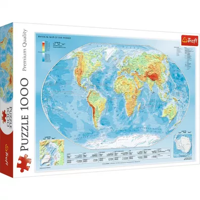 Puzzle 1000 el. Mapa fizyczna wiata Trefl