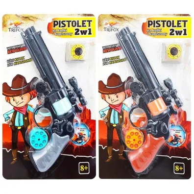 Pistolet 2w1 na kapiszony i kulki MIX Pisarek