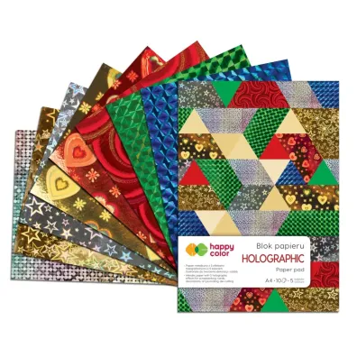 Happy Color Blok HOLOGRAPHIC A4 70g 10 arkuszy 5 kolor�w, 5 motyw�w 10 kartek