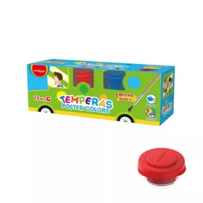 Keyroad Farby plakatowe + pdzelek 6 x 25 ml