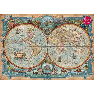 Puzzle 2000 el. Great Discoveries World Map CherryPazzi