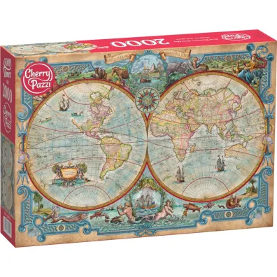 Puzzle 2000 el. Great Discoveries World Map CherryPazzi